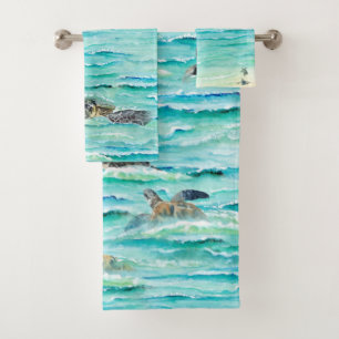 Waterverf Zee Schildpadden Ocean Swim Bad Handdoek