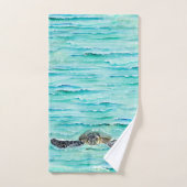 Waterverf Zee Schildpadden Ocean Swim Bad Handdoek (Handdoek)