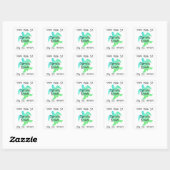 Waterverf zee schildpadlabel vierkante sticker (Vel)