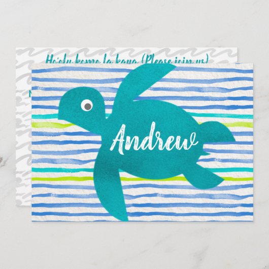 Waterverf Zee Schorrelschildpad Stripe Kaart (Voorkant / Achterkant)