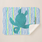 Waterverf Zee Schorrelschildpad Stripe Sherpa Deken (Voorkant (horizontaal))