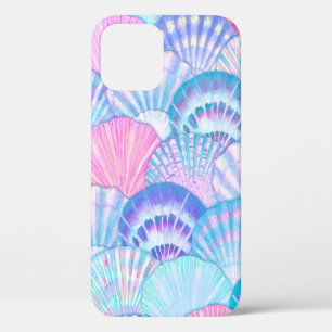 Waterverf zee shell naadloos patroon. Handtekening iPhone 12 Hoesje