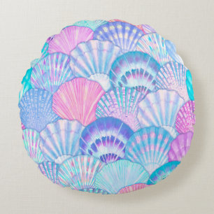 Waterverf zee shell naadloos patroon. Handtekening Rond Kussen