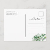 Waterverf Zee Strand Palm Bruiloft Save the Date Briefkaart (Achterkant)