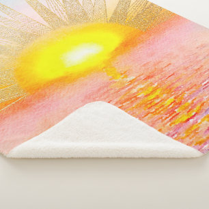 Waterverf Zee Sunset Gold Sun Doodles Mandala Sherpa Deken