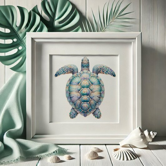 Waterverf Zee Turtle Art Poster