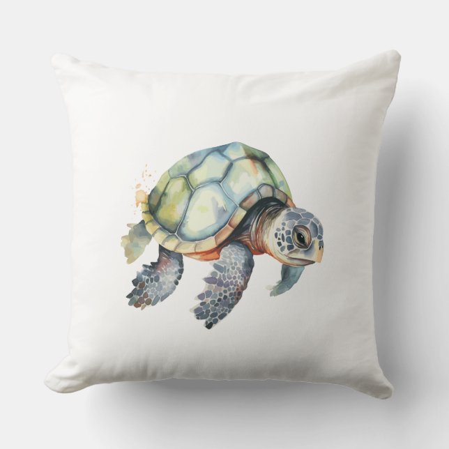 waterverf zee Turtle Kussen (Voorkant)