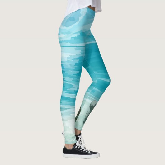 Waterverf Zee Turtle Nesting Leggings (Rechts)