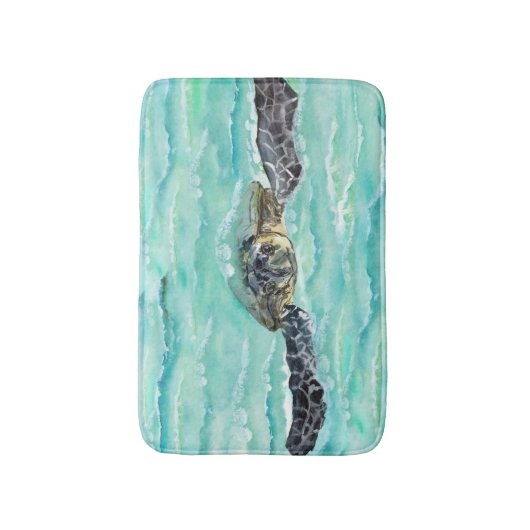 Waterverf Zee Turtle Ocean Swim Badmat (Voorkant Verticaal)