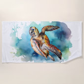 Waterverf Zee Turtle Strandlaken (Voorkant)