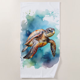 Waterverf Zee Turtle Strandlaken
