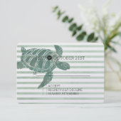 Waterverf Zee Turtle Stripes Bruiloft RSVP (Staand voorkant)