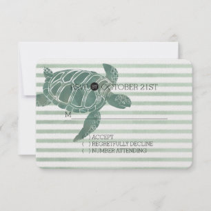 Waterverf Zee Turtle Stripes Bruiloft RSVP