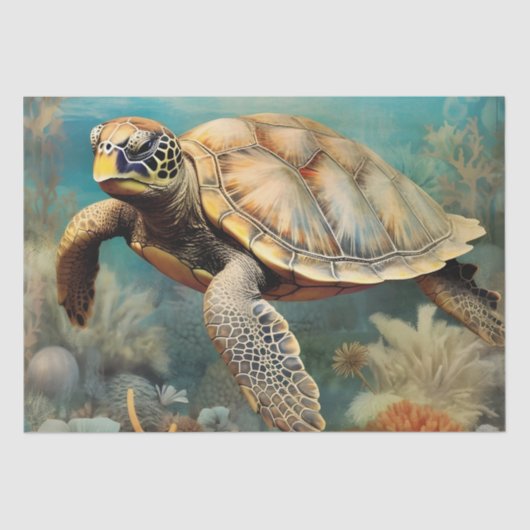 Waterverf zee Turtle Tissuepapier (Voorkant)