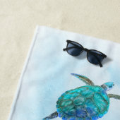 Waterverf Zee Turtle Tropische Oceaan Strandlaken (In situ)