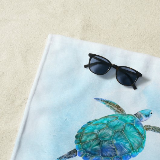 Waterverf Zee Turtle Tropische Oceaan Strandlaken (In situ)