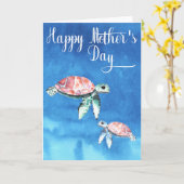 Waterverf Zee Turtles Happy Moederdag Kaart (Gele Bloem)