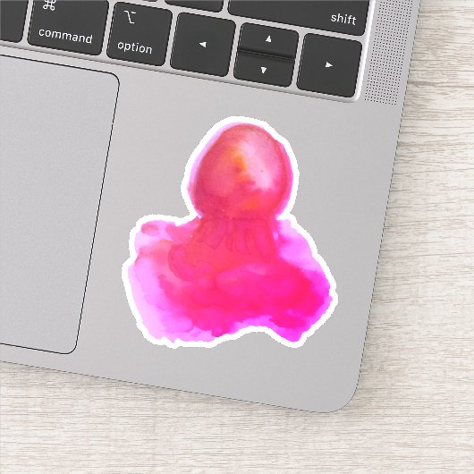Waterverf Zee Zorgvulsel, warme roze kwal Sticker (Detail)