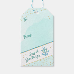 Waterverf Zeeen & groeten Anker & Stars Cadeaulabel