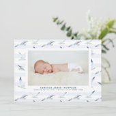 Waterverf zeegaand Stripes Patroon Foto geboorte Aankondiging (Staand voorkant)