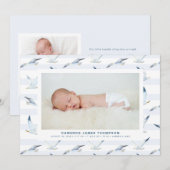 Waterverf zeegaand Stripes Patroon Foto geboorte Aankondiging (Voorkant / Achterkant)
