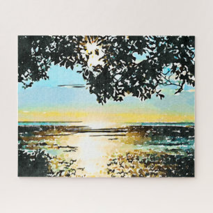 Waterverf Zeegezicht Zonsopgang Legpuzzel