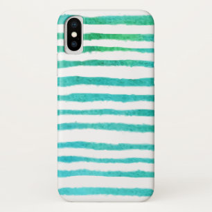 Waterverf zeegroen gestreept patroon iPhone x hoesje