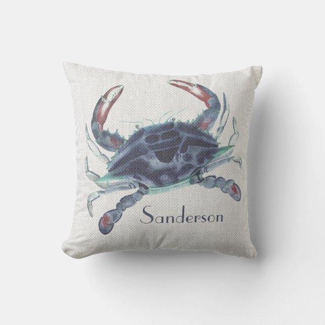 Waterverf zeekust buitenkussen (Voorkant)