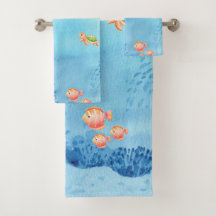 Waterverf Zeeleven in Blauw. Naam & knuffeldieren