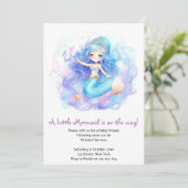 Waterverf Zeemeermin Baby Meisje Douche Kaart (Staand voorkant)