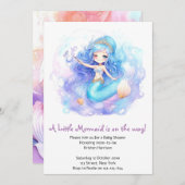 Waterverf Zeemeermin Baby Meisje Douche Kaart (Voorkant / Achterkant)