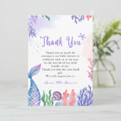 Waterverf Zeemeermin Dank je kaarten (Staand voorkant)