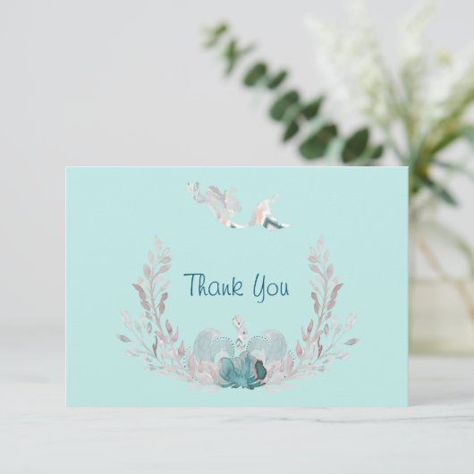 Waterverf Zeemeermin en grote dank Bedankkaart (Staand voorkant)