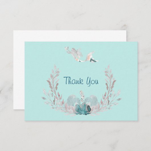 Waterverf Zeemeermin en grote dank Bedankkaart (Voorkant / Achterkant)