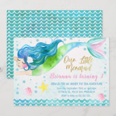 Waterverf zeemeermin kaart (Voorkant / Achterkant)