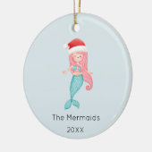 Waterverf zeemeermin kerstfoto keramisch ornament (Links)