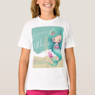 Waterverf Zeemeermin Oceaan Verjaardagsfeest T-Shi T-shirt