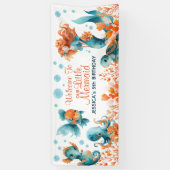 Waterverf Zeemeermin Ocean Kinderen Verjaardag Wel Spandoek (Verticaal)