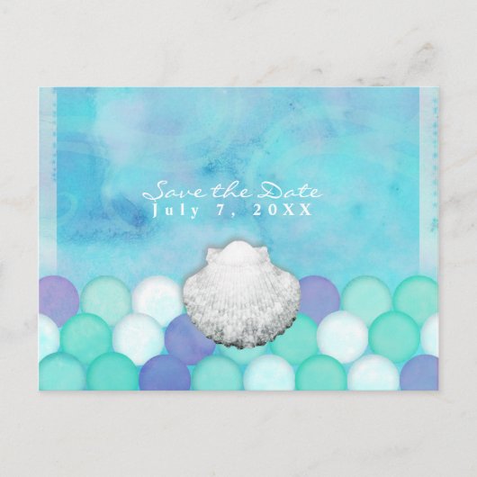 Waterverf Zeemeermin Scales Partij sparen de Datum Aankondigingskaart (Voorkant)