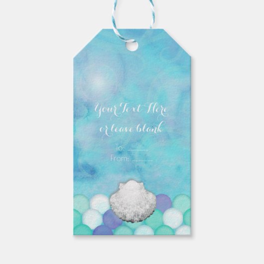 Waterverf Zeemeermin Schalen Verjaardagsfeestgunst Cadeaulabel (Voorkant)