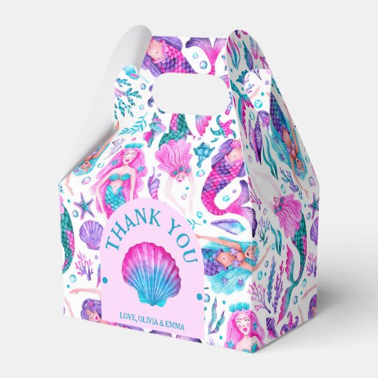 Waterverf Zeemeerminnen Gezamenlijke Zusters Verja Bedankdoosjes (Voorkant Zijde)