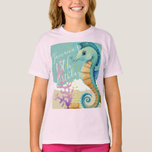 Waterverf Zeepaard Oceaan Verjaardagsfeestje T-shirt
