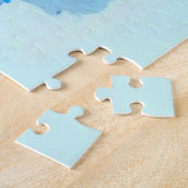 Waterverf zeepaardje op turquoise legpuzzel (Zijkant)