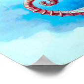 Waterverf zeepaardje op turquoise poster (Hoek)