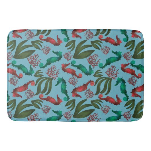 Waterverf zeepaardpatroon badmat (Voorkant)