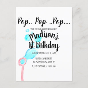 Waterverf Zeepbelblaasstok Pop Pop Pop Verjaardag Briefkaart