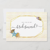 Waterverf zeeschelpen zal je mijn bruidsmeisje zij kaart (Voorkant)