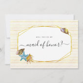 Waterverf zeeschelpen zal je mijn bruidsmeisje zij kaart (Voorkant)