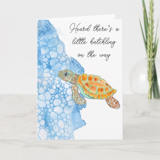Waterverf Zeeschildpad Aangepaste Babyborrel Kaart (Voorkant)