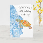 Waterverf Zeeschildpad Aangepaste Babyborrel Kaart (Gele Bloem)